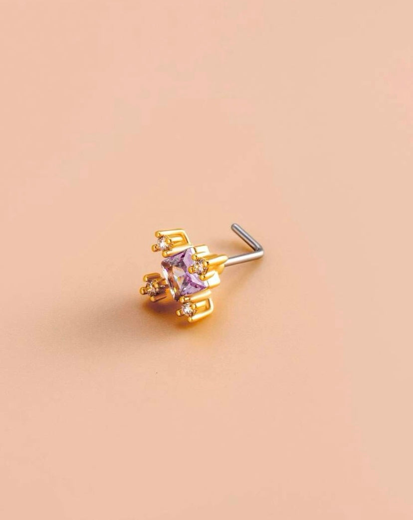Geometric purple nose stud