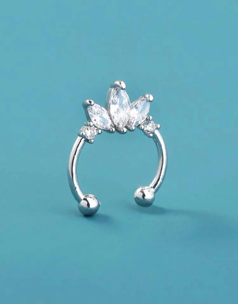 Silver rhinestone septum cuff
