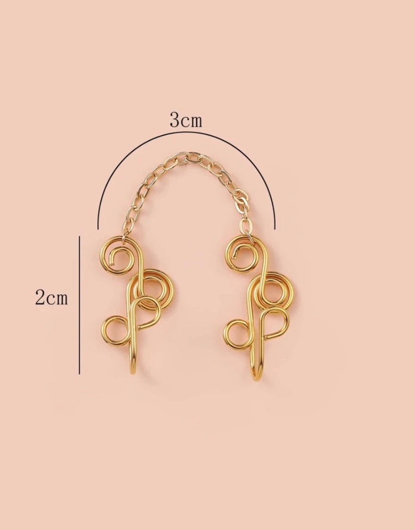 Gold chain-linked double nose cuff set