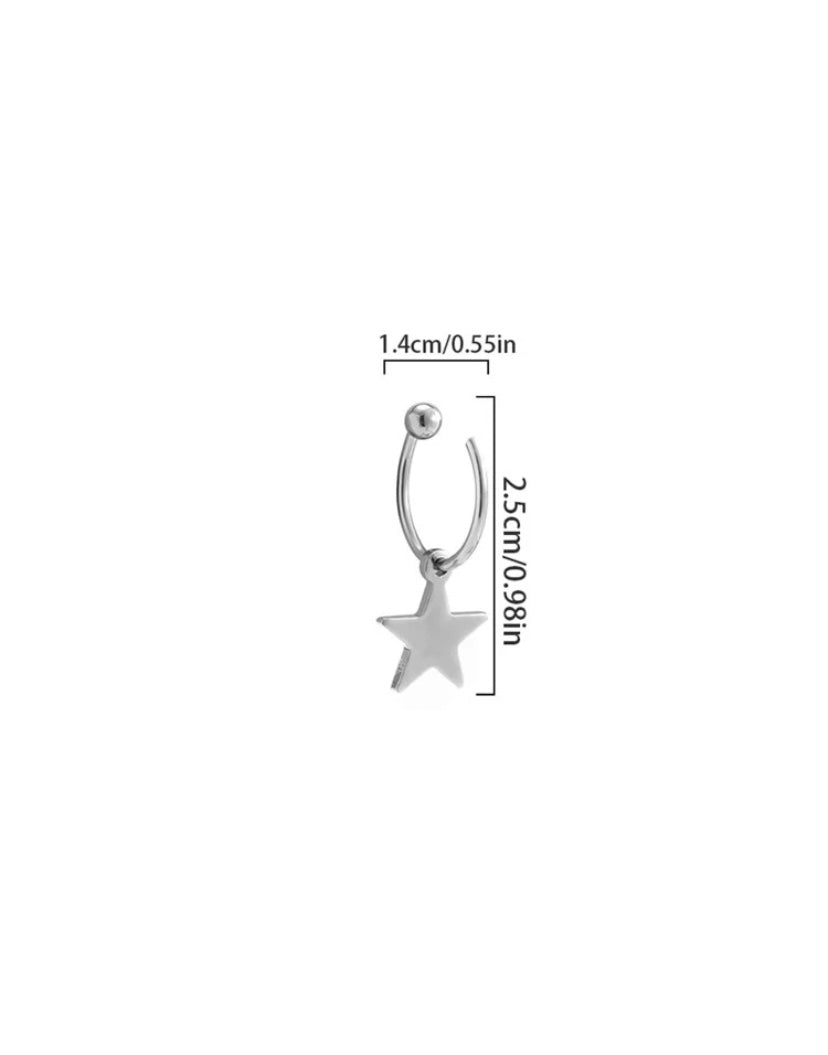 Silver star non-piercing lip ring