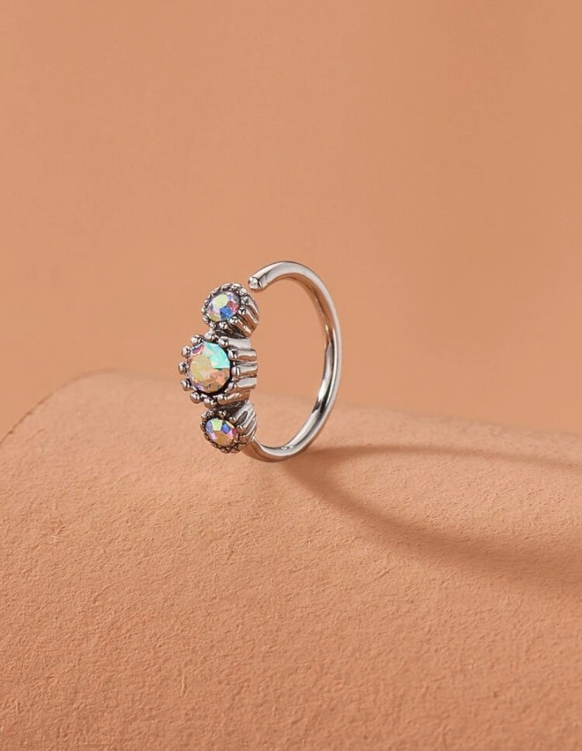 Iridescent rhinestone nose ring