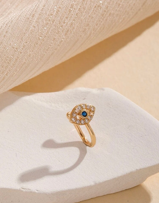 Gold evil eye nose cuff