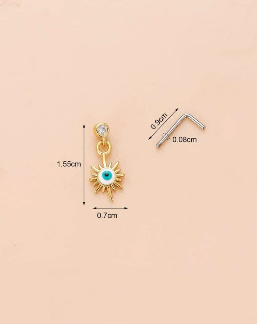 Gold eye dangle nose stud