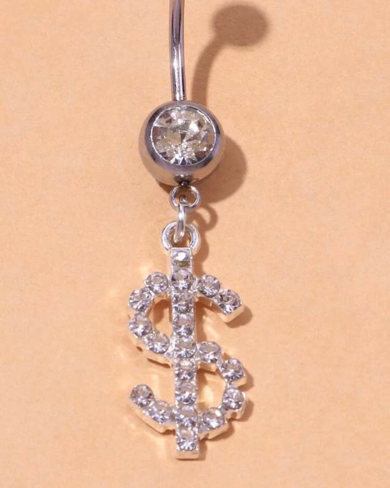 Gold/Silver money $ign belly ring